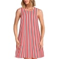 thumbnail image 1 of Fotbe Red And White Stripes Vestido de Verano sin Mangas para Mujer – Vestido Midi Línea A, Estilo Camiseta Floral, Vestido Playero Casual y Fluido, 1 of 7