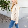 thumbnail image 5 of Women's Knit Pullover Sweater with Embroidered 3D Floral Appliques - Medium, Light Beige, 5 of 6