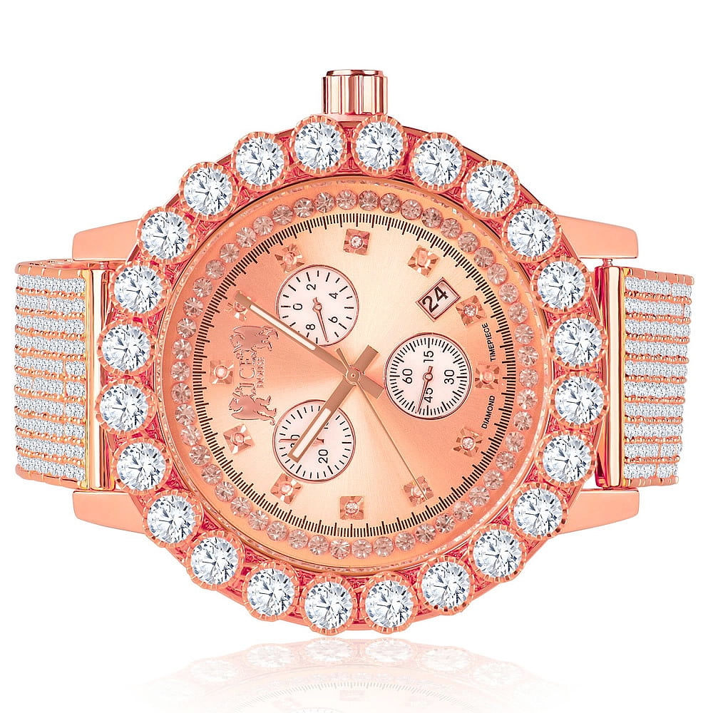 Exclusive Custom Time Piece Celebrity Inspired Lab Diamonds Rose Gold ...