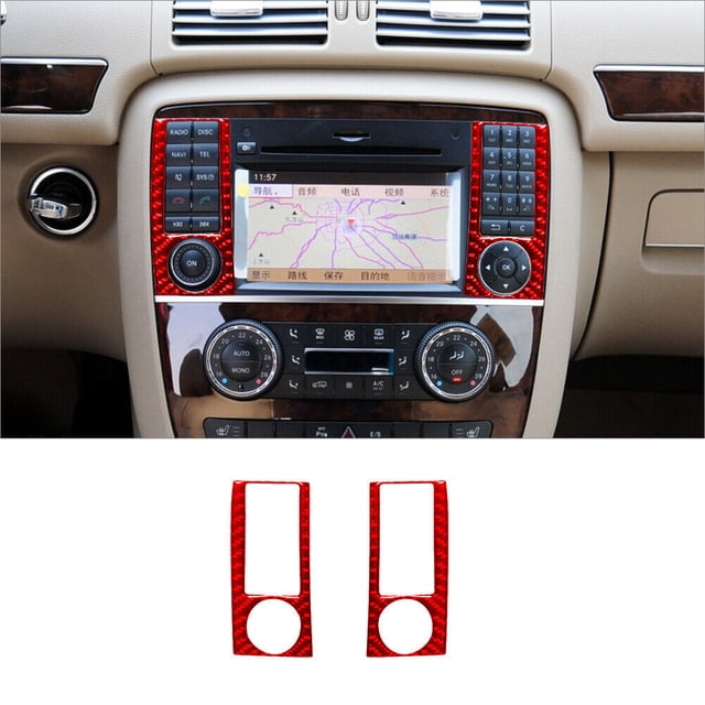 Real Bright Soft Car Interior Carbon Fiber Sticker DecorationFor Mercedes-Benz R320/350 Red Carbon Fiber Radio Console Side CoverAuto Car Protection Interior Accessories