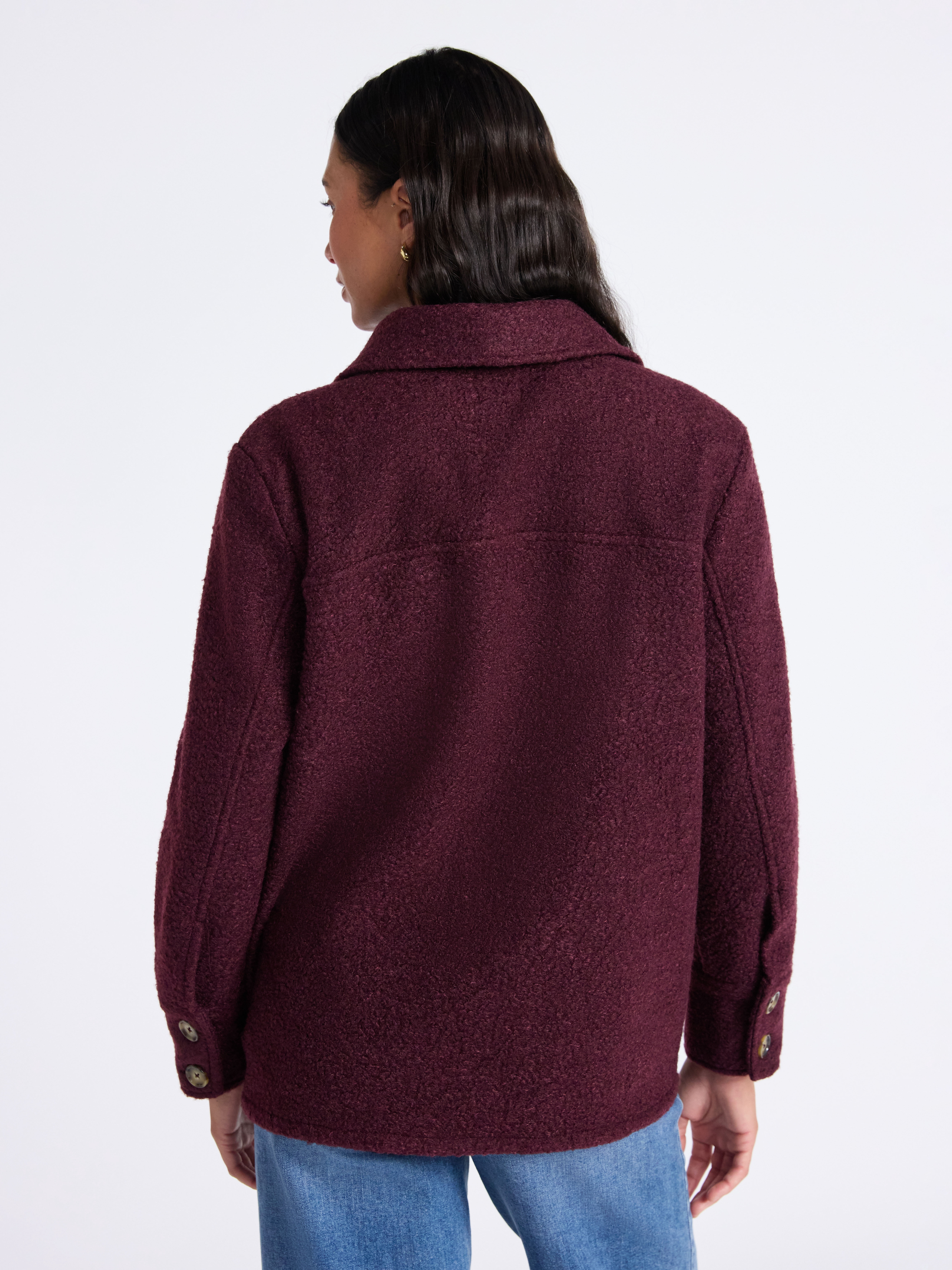 Time and Tru Women's Boucle Utility Shacket, Midweight, Sizes XS-XXXL