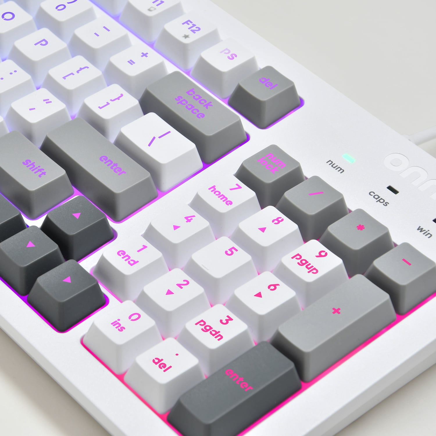 onn Wired RGB Backlit Keyboard, Arctic White, USB Connection