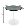 thumbnail image 5 of LeisureMod Bristol 27" Round Dining Table with MDF Wood Top and White Steel Pedestal Base for Kitchen and Living Room in Marbled Black, 5 of 5