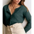 thumbnail image 4 of Female Knit Cardigan Casual Crew Neck Button Down Long Sleeve Sweater Jumper Layer Top Dark Green S, 4 of 10
