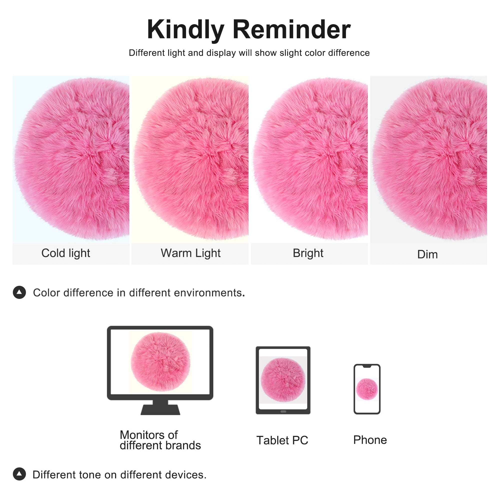 Unique Bargains Artificial Animal Wool Soft Faux Fur Sheepskin Plush Area Rug Rose Red 2x2 Feet Round