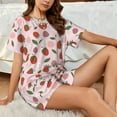 thumbnail image 4 of Wukai Floral Strawberr Women's Pajama Set,Short-Sleeve Top and Shorts with Elastic Waistband and Pockets for Loungewear, Yoga, and Casual Wear-Small, 4 of 8