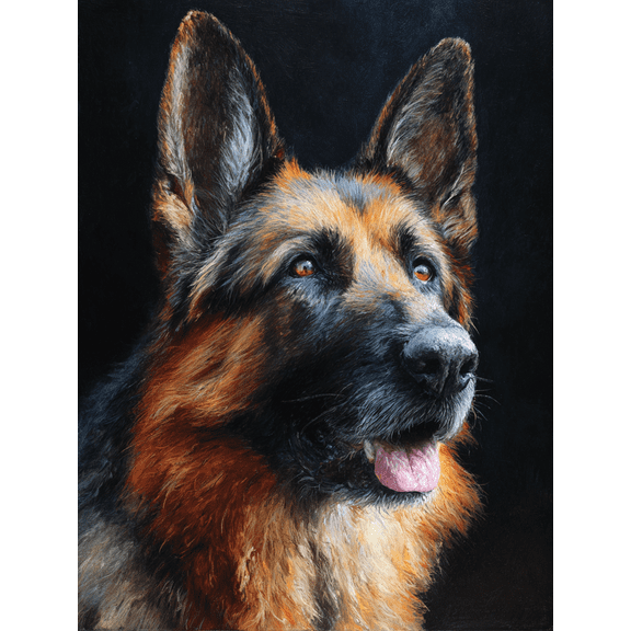 German Shepherd Canvas Wall Art, Majestic Dog Portrait Print for Living Room Bedroom Office Pet Lover Gift Decor