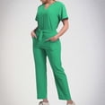 thumbnail image 1 of Soki Scrub Set Women Short Sleeve V-Neck T Shirts Tops Jogger Pants Working Suit, 1 of 6