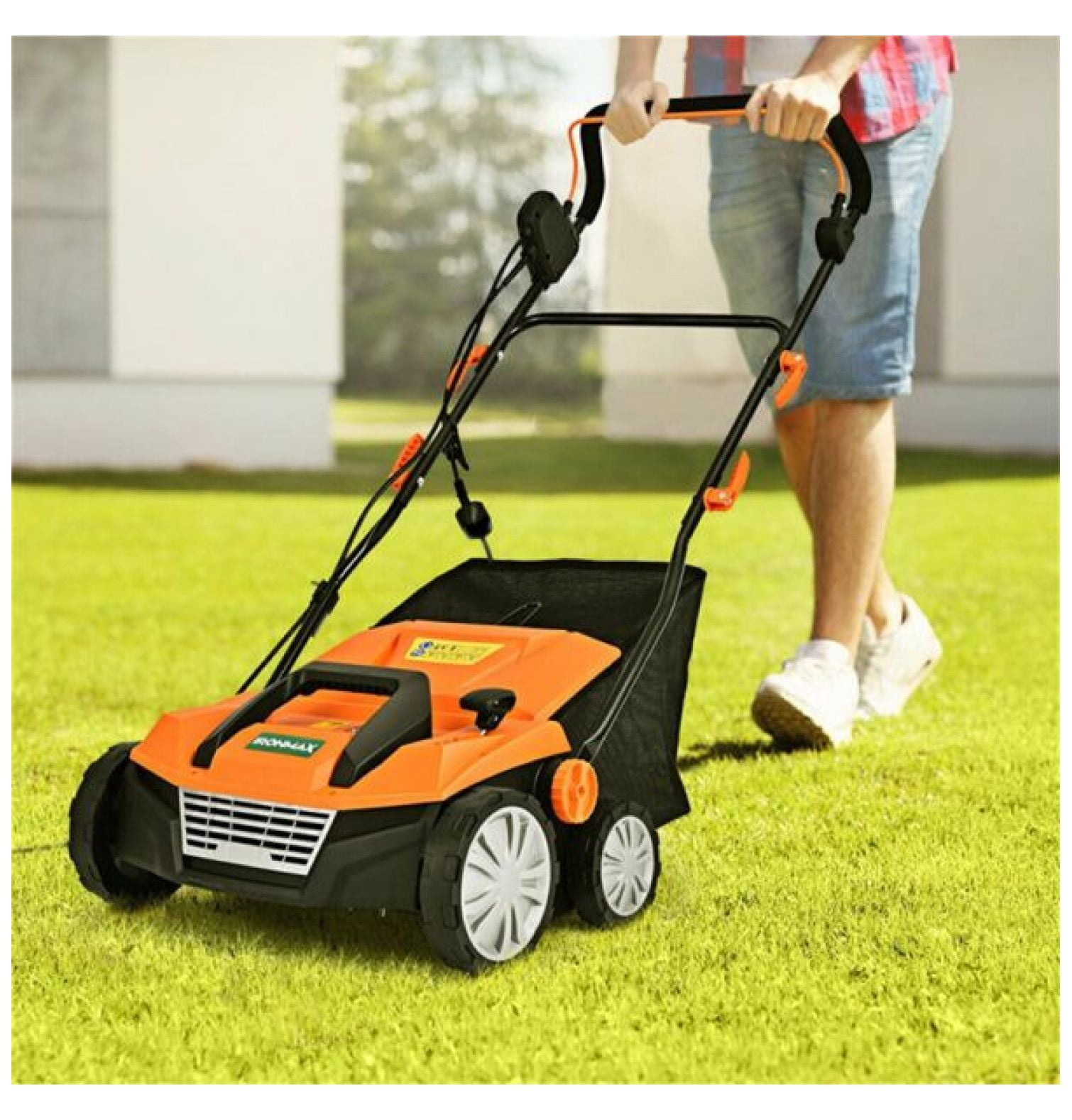 15" Electric Lawn Dethatcher w/ 50L Collection Bag Orange