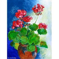 Geraniums by Maureen Bonfield Flag Canvas House Size