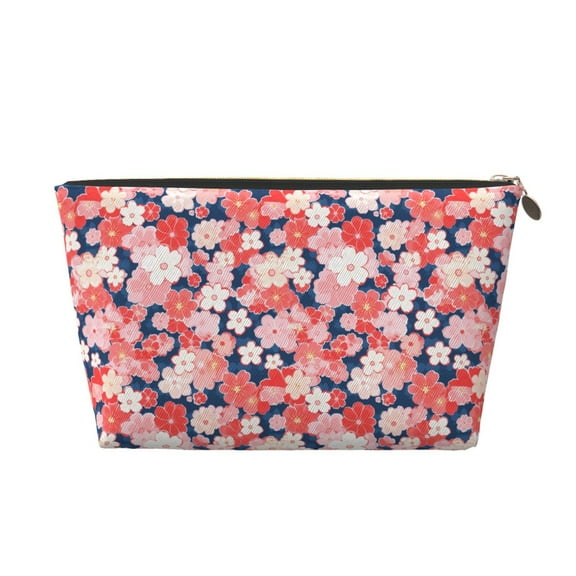 Picia Japanese Cherry Blossoms Printed Leather Travel Toiletry Bag,Cosmetic Organizer, Makeup Travel Bag, Durable Travel Pouch, Compact Toiletry Bag, Travel Accessories