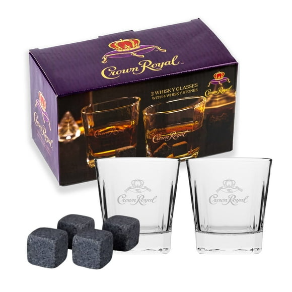 Ensemble De 2 Verres à Whisky Crown Royal Et 4 Pierres De Granit Rafraîchissantes Uniques