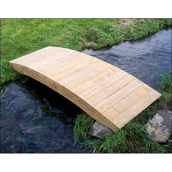 Fifthroom 12' Treated Pine Fiore Plank Garden Bridge Natural Pine, Galvanized Coated Bloat