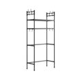 thumbnail image 2 of 2-Tier Over-Toilet Storage Rack with Hooks, Iron Frame for Bathroom Essentials, Black, 2 of 9