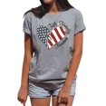 thumbnail image 1 of Camiseta De Moda De Verano Camisa de la bandera americana femenina Traje de calle de manga corta con cuello redondo (Gris XXL) Cgtredaw Para estrenar, 1 of 1