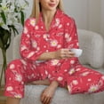 thumbnail image 6 of Fotbe Hello Summer Flamingo Pattern Long Sleeve Pajama Set for Women,Sleepwear Set,2-piece Loungewear Set,Soft PJs Comfy Nightwear with Pockets -Medium, 6 of 7