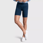 United By Blue Womens 8.5 Recycled High-Rise Bike Shorts - Moonlight Blue, Large
