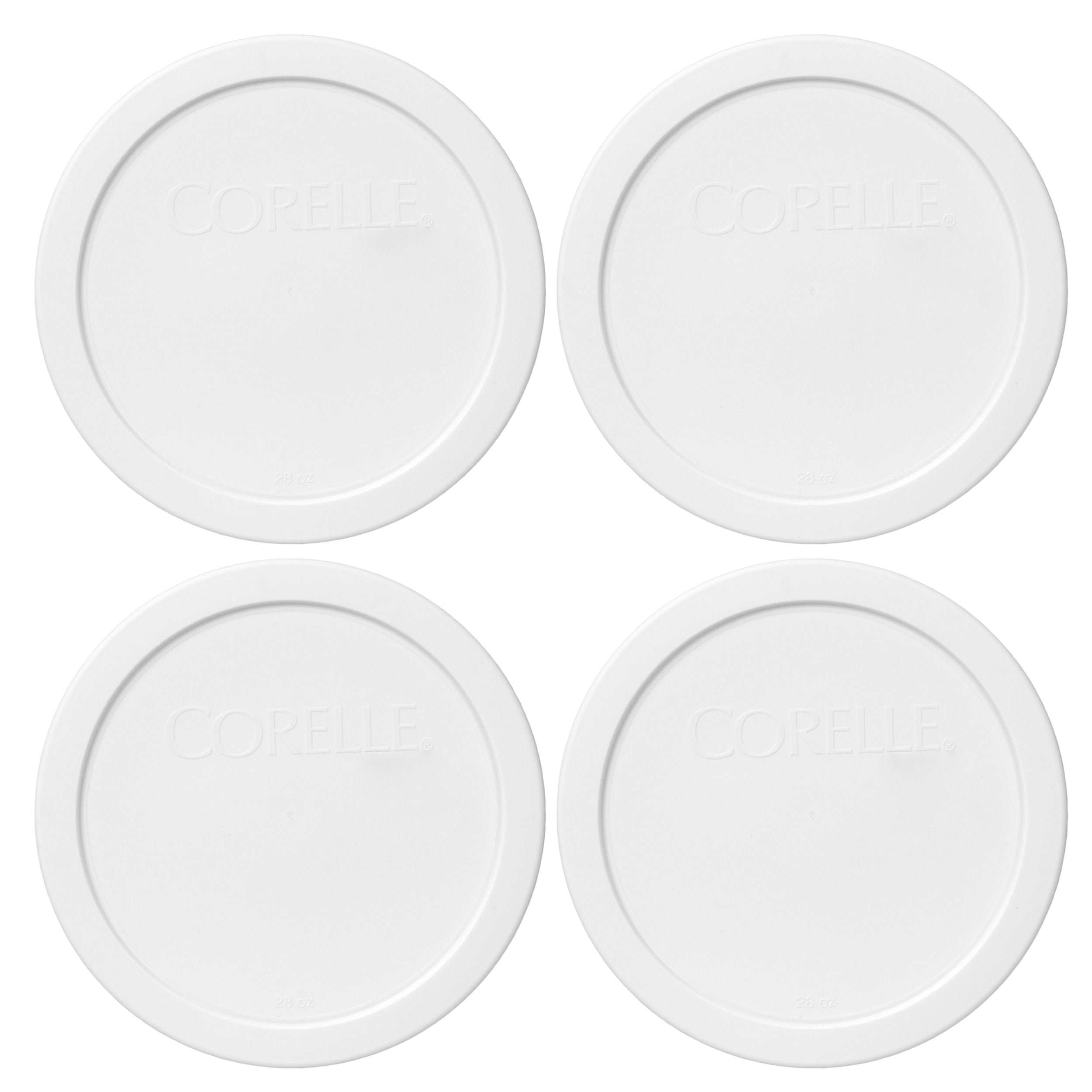 Corelle Replacement Lid 428-PC 6.5" White Round Plastic Cover (4-Pack