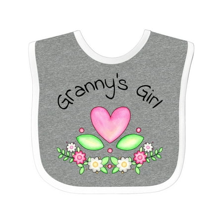 

Inktastic Granny s Girl- Heart Flowers Gift Baby Girl Bib