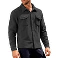 thumbnail image 2 of ZUKMRJPC Men's Polar Fleece Shirt Jacket Long Sleeve Button Down Heavyweight Shirts Regular Fit Solid Color Casual Warm Shirt with Pockets, 2 of 4