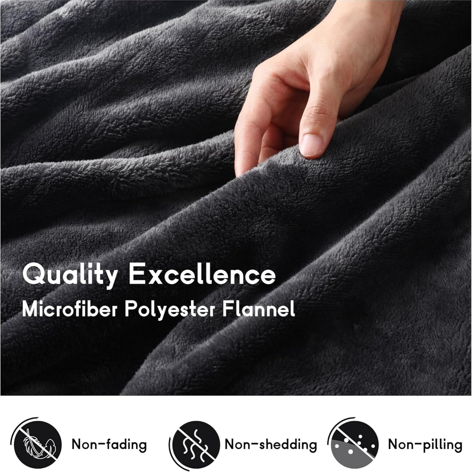 Heated Blanket Electric Blanket Full Size 72''x84'', Soft Flannel Heating Blanket with 1-10 Hour Auto Off - 6 Heat Settings - Machine Washable - Dark Grey