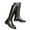 Black, variant on Lovskoo 2024 Cowboy Boots for Women Wide Calf Leather Chunky Stacked Heel Pointed Toe Thin Chimney Thick Heel Side Zipper Knee High Riding Boots Black