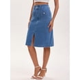 thumbnail image 2 of DARING DIVA Women's Stretchy Below Knee Length Jean Skirts Small Blue, 2 of 7