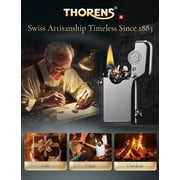 Classic Retro Soft-Flame Brass Kerosene Lighter,Refillable, Automatic Ignition, Safety Lock, Grinding Wheel, Swiss,Luxury, Collectible, Men's Gift, Thorens Gen 1 Single Claw Glossy with Brand Emblem