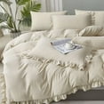 thumbnail image 3 of Twin Comforter Set 3 Pieces Ruffle Bedding Sets Oatmeal Cute Bedding Comforters & Sets, Lightweight Fluffy Microfibe (66"x90" Comforter & 2 Pillowcases), 3 of 6