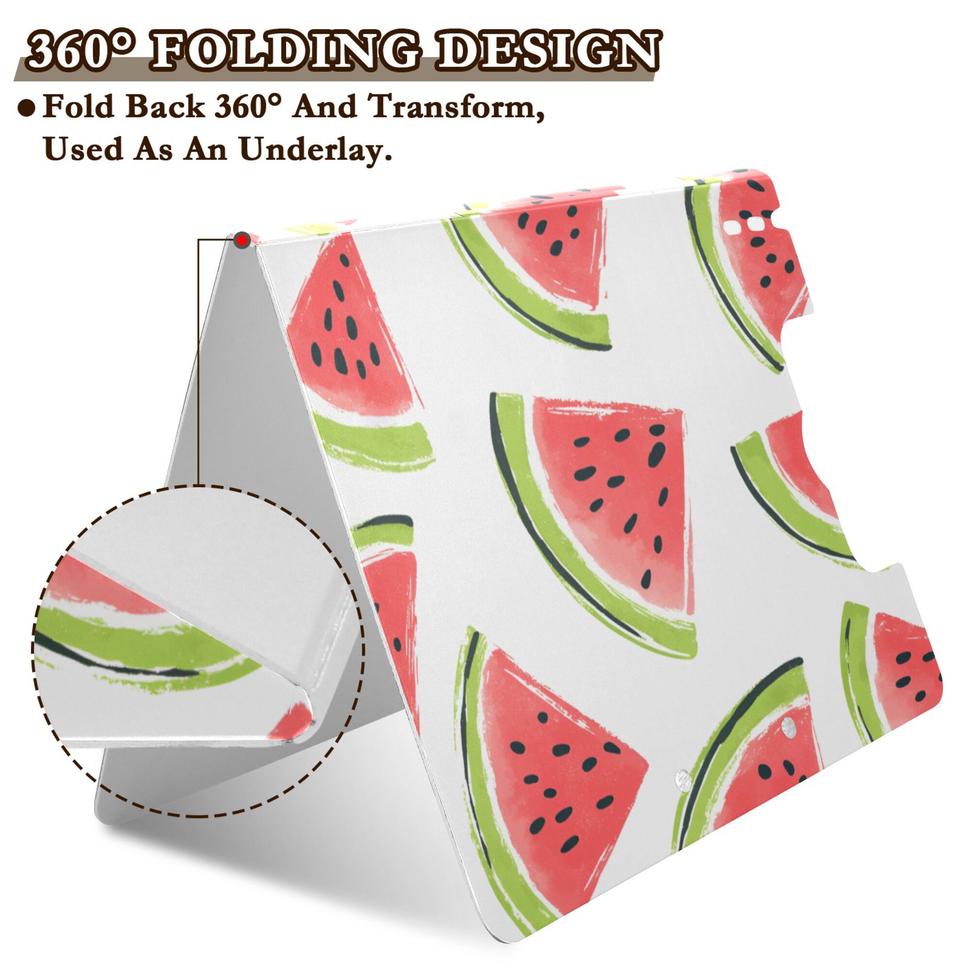 FORMRS A4 Clipboard Folder with Pen Holder Horizontal Foldable School Office Binder, Cartoon Watermelon