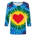 thumbnail image 5 of VgaVtl Tshirts Shirts for Women Valentines Day 3/4 Sleeve Pink Ladies Plus Size Tops Tie-Dye Casual Pullover Vacation Loose Tops, 5 of 5