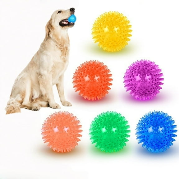 6 Pack 2.5” Squeaky Dog Toy Balls, Floating Dog Pool Balls, Spiky Dog Balls, Durable Interactive Fetch Toys for Puppy, Dog Chew Toys for Teething (2.5"", Small Dog), Set of 6