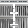 thumbnail image 4 of Grey Pinch Pleated Faux Linen Curtains 60% Blackout Two Pages with Pin Hooks - Back Tab Mid Century Modern Farmhouse Curtain - Cottagecore Curtain Light Filtering 40 x 72 Inches Long, 4 of 7