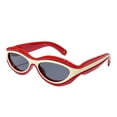 thumbnail image 1 of Plastic Cat Eye Sunglasses for Women - Retro Oval Thick Frame, UV400 Protection, Suitable for Beach/Vacation/Driving/Cycling, Chic Style, Multiple Frame Colors, 1 of 1