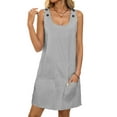 thumbnail image 3 of Summer Dress for Women Sleeveless Tank Dress with Pockets Casual Short A Line Dress Crewneck Sundress 2025 Black S, 3 of 9