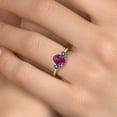 thumbnail image 4 of Gem Stone King 18K Yellow Gold Plated Silver Ring Oval Red Created Ruby and Vivid Persian Blue Moissanite (1.81 Cttw, Size 8), 4 of 6