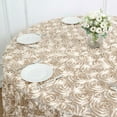 Efavormart 120" Beige Grandiose 3D Rosette Satin Round Tablecloth For ...