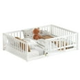 thumbnail image 5 of URTR Full Size Floor Bed with Slats, Montessori floor bed with fences and doors, Montessori single bed, suitable for bedrooms and living rooms, no need for spring mattresses, White, 5 of 8