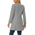 thumbnail image 3 of Unique Bargains Women's Elegant Winter Overcoat V Neck Single Breasted Coats L Grey, 3 of 6