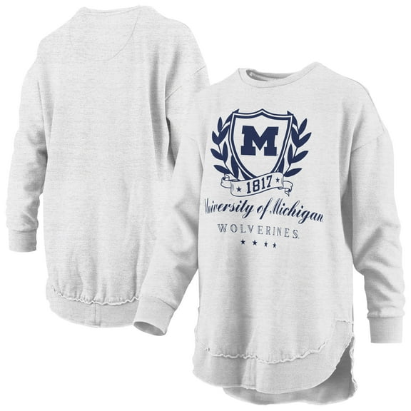 Women's Pressbox Heather Gray Michigan Wolverines Field Day Melange Poncho Pullover Sweatshirt