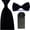 Black, variant on Men Solid Satin Bowtie 8cm Necktie Ties Pre-Folded Puff Pocket Square Hanky Set