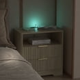 thumbnail image 4 of Mintazer Nightstand with Voice-Controlled LED Light & Charging Station, Bedside Table with 2 Drawer Open Shelf for Bedroom, Natura, 4 of 7