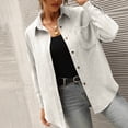 thumbnail image 4 of Baqcunre Long Sleeve Shirts For Women Woman Over Size Solid Color Turn Down Collar Fashion Loose Leisure Corduroy Lohas Time Coat Shirt Womens Shirts Workout Tops For Women White S, 4 of 7