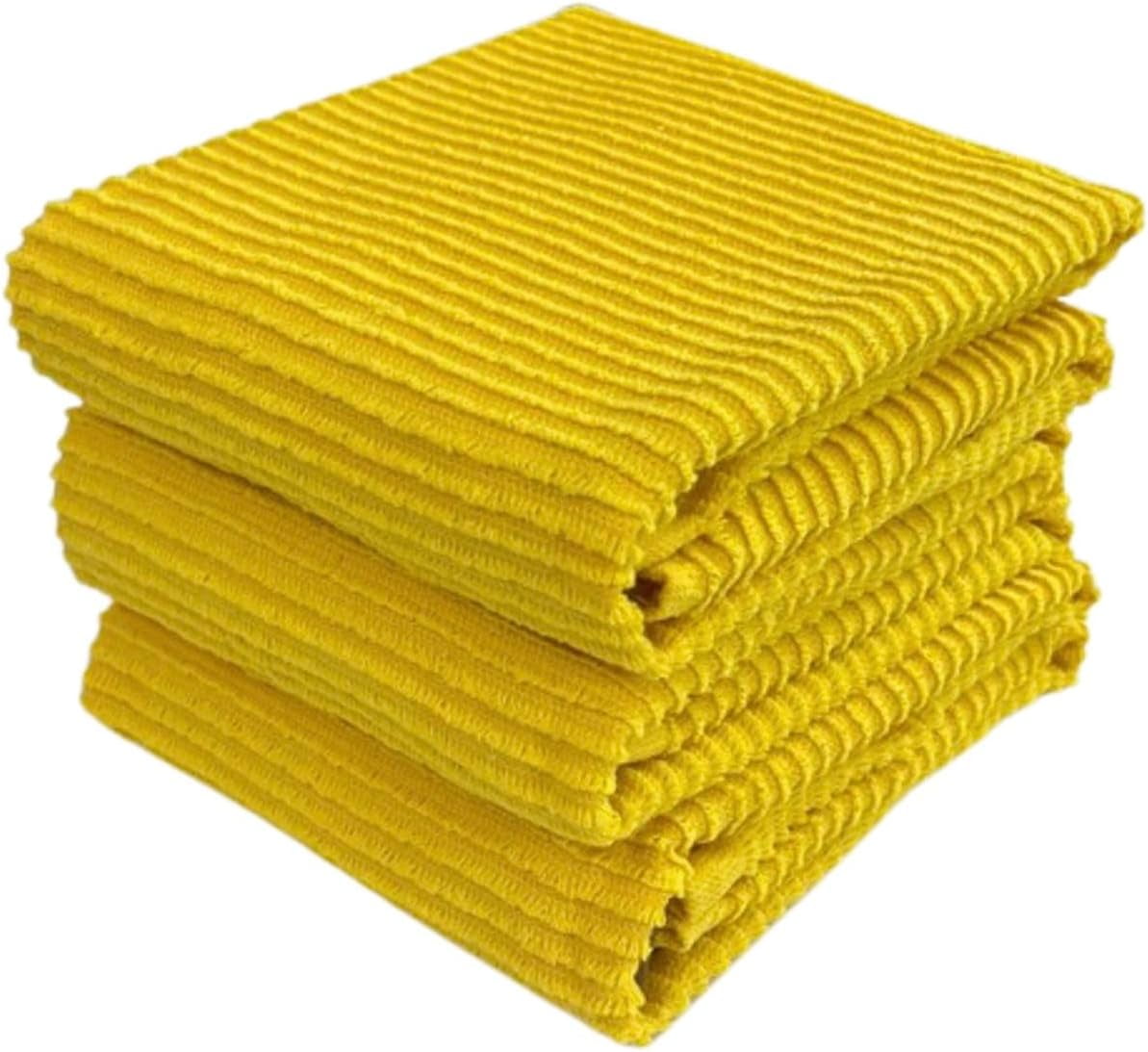 Zulay Kitchen Absorbent Kitchen Towels Cotton - Yellow, 3 - Baker's