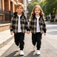 thumbnail image 6 of YDFCWXWBoys Cotton Clothing Sets Toddler Baby Boys Fall Outfit Plaid Hoodie Set (H, 7 Years), 6 of 9
