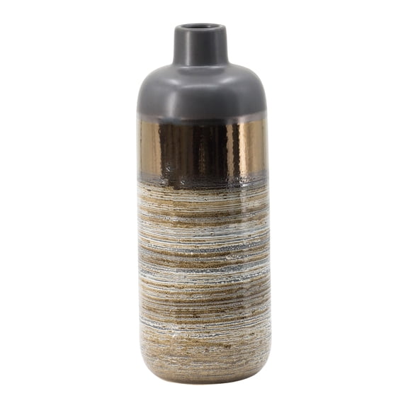 A&B Home Multi Color Ceramic Vase with Swirling Pattern 5.9" x 5.9" x 15.4"