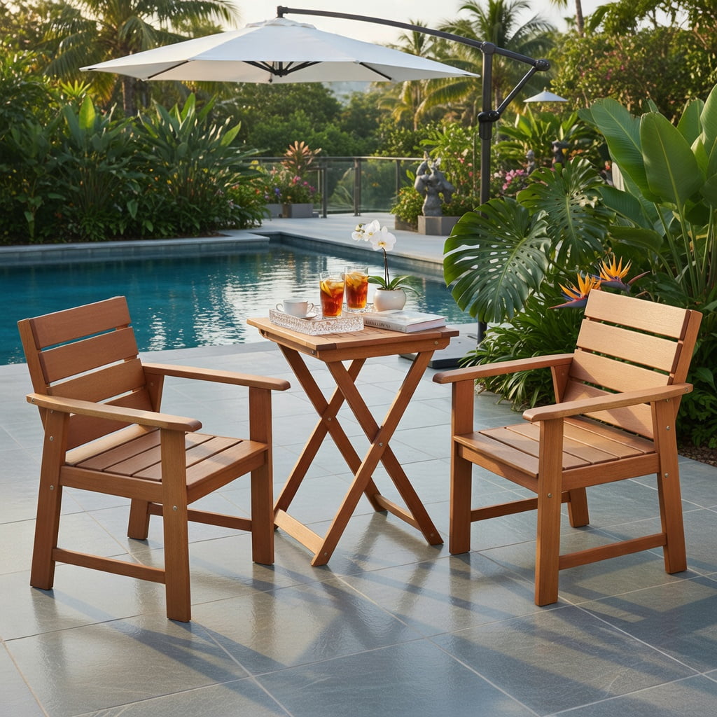 Hommoo 2-Pack Hardwood Outdoor Patio Chairs with Ergonomic 102° Slatted Backrest, Breathable, Sturdy & Easy Assembly, Natural