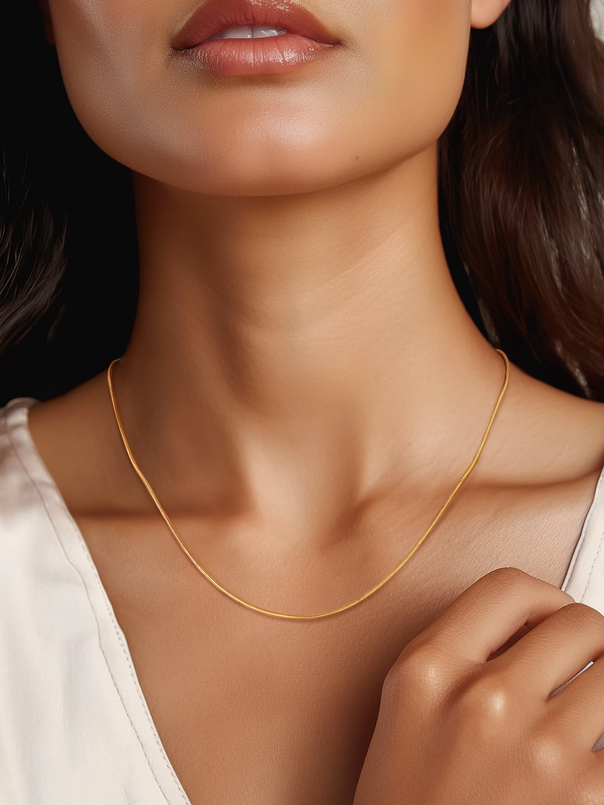 PROSTEEL Snake Chain Necklace for Women Italian Chain 14K Gold Plated Hypoallergenic Dainty Jewelry 1.2MM Thin for Pendants 16 Inch Birthday Valentines Day Gifts Adult Age