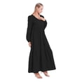 thumbnail image 2 of Aosijia Summer Maxi Dresses for Women Casual Button Up Long Puff Sleeve V Neck Long Dress Casual Loose Tiered Shirt Dresses, 2 of 7