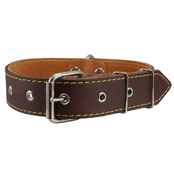 Real Thick Leather Dog Collar 16'22' Neck Size, 1.5' Wide, Bullterrier, Pitbull